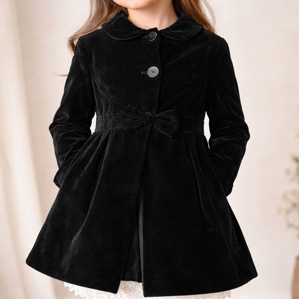 Copper Key Girls 6X Black Velvet Peacoat Holiday Dress Coat NWT (1)